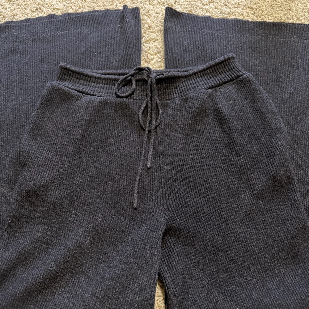 Zara Brownish Black Knit High Rise Super Wide Leg Pants size S - Picture 3 of 6